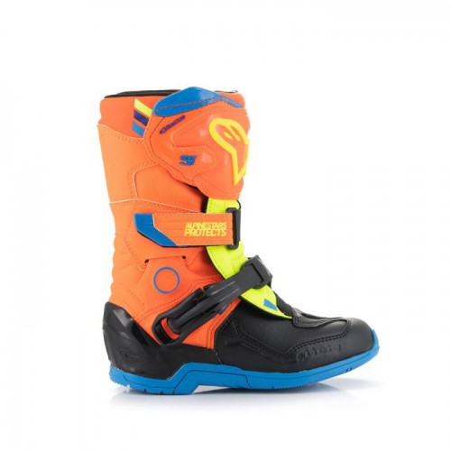 Alpinestars Kids Boots Tech 3S Orange Fluo Enamel Blue Yellow Fluo