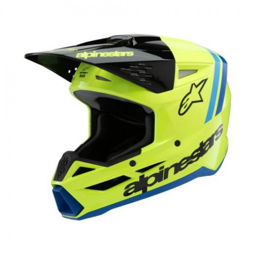 Alpinestars S-M3 Youth helmet Radium Yellow Fluo Black Blue Glossy